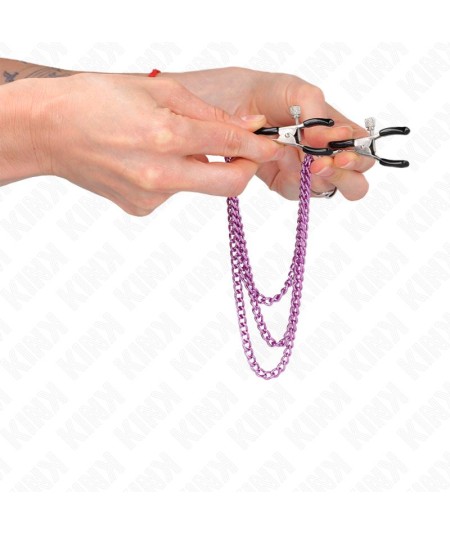 KINK - PINZAS PARA PEZONES CON TRIPLE CADENA VIOLETA 20/23/28 CM