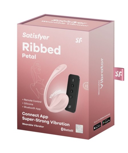 SATISFYER - RIBBED PETAL ESTIMULADOR PUNTO G CONTROL REMOTO ROSA APP GRATUITA