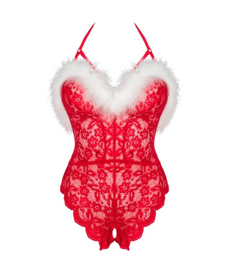 LIVCO CORSETTI FASHION - SANTAS LACE LADY BODY CROTCHLESS NAVIDEÑO S/M