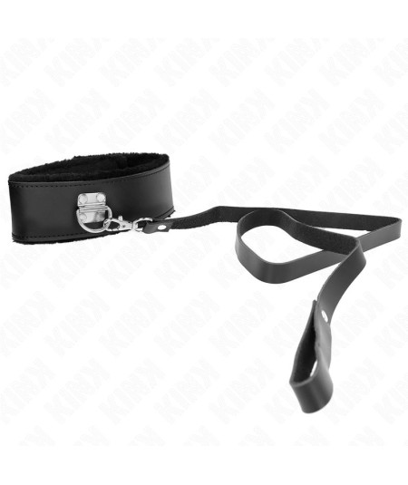 KINK - COLLAR CON CORREA 116 CM DE PIEL NEGRO AJUSTABLE 40-48 CM X 6 CM