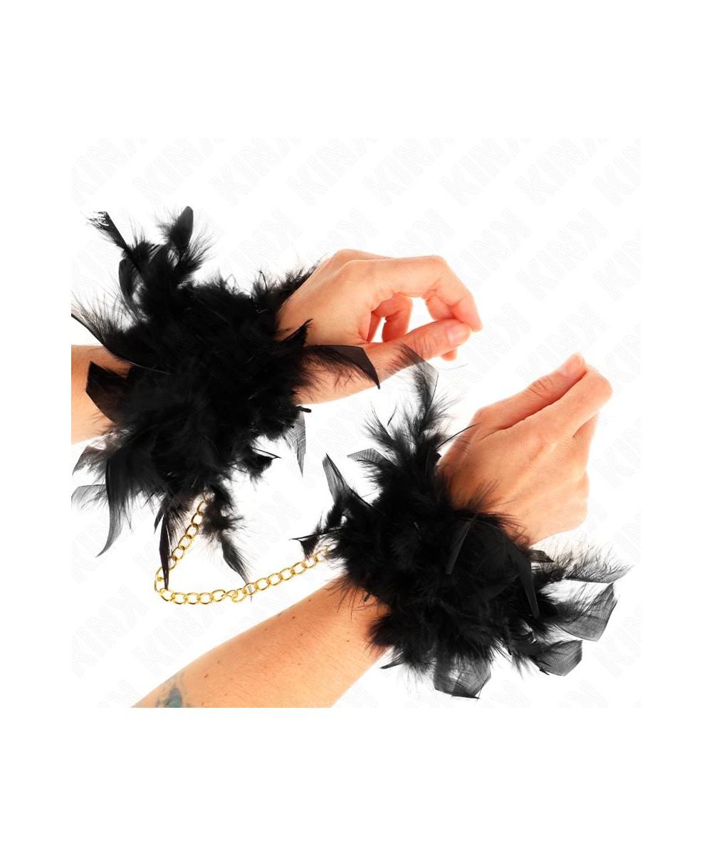 KINK - ESPOSAS DE PLUMAS NEGRO CON CADENA DORADA MODELO 1