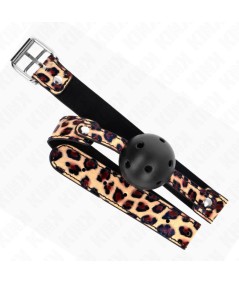 KINK - MORDAZA DE BOLA 4.5 CM TRANSPIRABLE LEOPARDO 65 x 2.5 CM