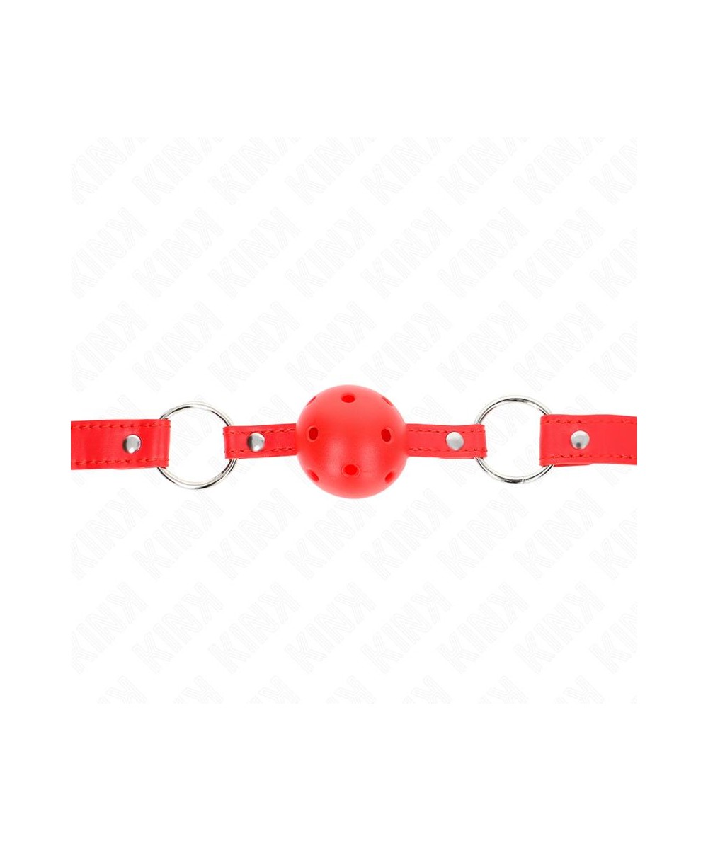 KINK - MORDAZA DE BOLA 4 CM TRANSPIRABLE CON DOBLE REMACHE MODELO 1 ROJO 62 x 2.5 CM AJUSTABLE 42-58 CM