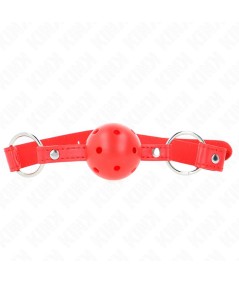 KINK - MORDAZA DE BOLA 4 CM TRANSPIRABLE CON DOBLE REMACHE MODELO 1 ROJO 62 x 2.5 CM AJUSTABLE 42-58 CM