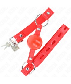 KINK - MORDAZA DE BOLA 4 CM TPE CON CANDADO ROJO 60 x 2 CM