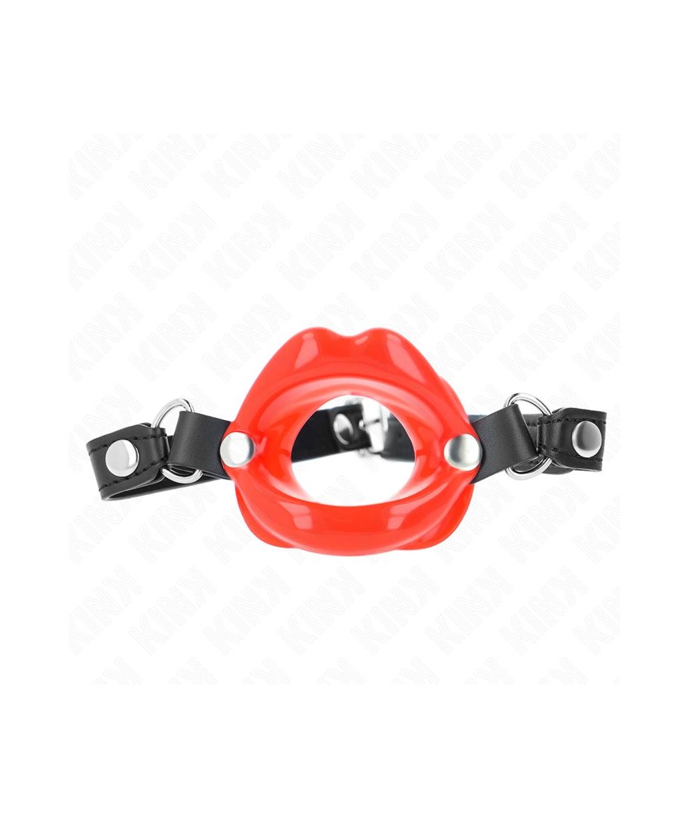 KINK - MORDAZA LABIAL 8 CM CON CORREA DE POLIPIEL ROJO 63 x 2 CM AJUSTABLE 39-58 CM