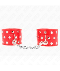 KINK - MUÑEQUERAS CON CIERRE A PRESIÓN LLENO DE TACHUELAS AJUSTABLE ROJO 19-24 CM X 5.5 CM