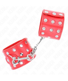 KINK - MUÑEQUERAS CON CIERRE A PRESIÓN LLENO DE TACHUELAS AJUSTABLE ROJO 19-24 CM X 5.5 CM