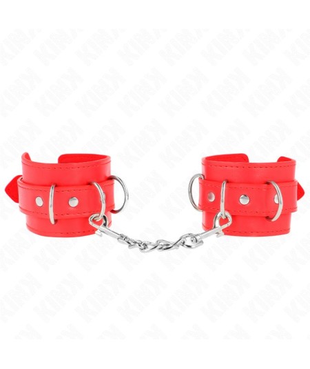 KINK - MUÑEQUERAS CON 3 ANILLAS EN D AJUSTABLE ROJO 17.5-25 CM X 6 CM