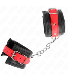 KINK - MUÑEQUERAS NEGRO CON CORREA ROJO AJUSTABLE 17-28 CM X 6 CM