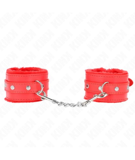 KINK - MUÑEQUERAS FORRADAS PREMIUM ROJO CON CORREA ROJO AJUSTABLE 17-29 CM X 6 CM