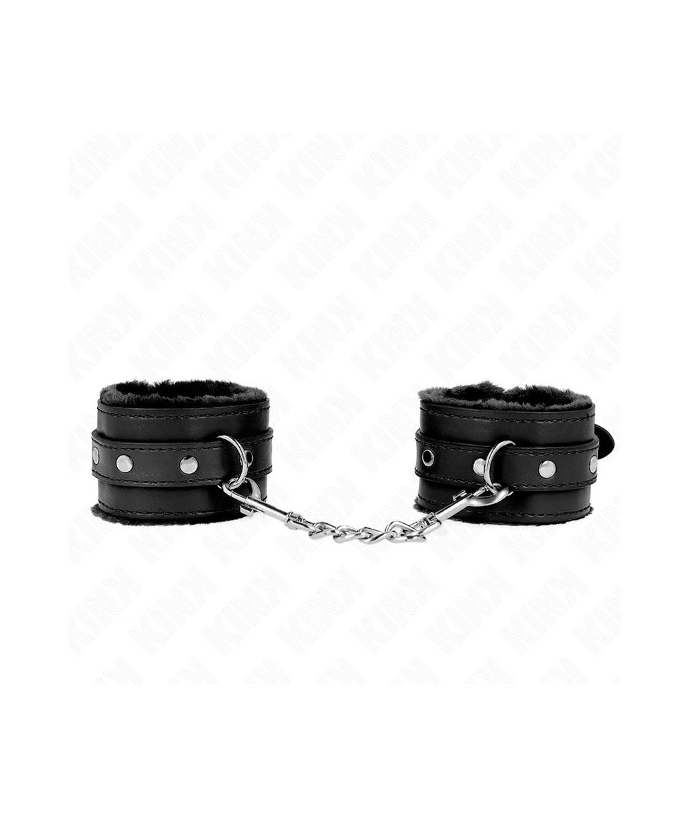 KINK - MUÑEQUERAS FORRADAS PREMIUM NEGRO CON CORREA NEGRO AJUSTABLE 17-29 CM X 6 CM