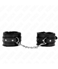 KINK - MUÑEQUERAS FORRADAS PREMIUM NEGRO CON CORREA NEGRO AJUSTABLE 17-29 CM X 6 CM