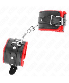 KINK - MUÑEQUERAS FORRADAS PREMIUM ROJO CON CORREA NEGRO AJUSTABLE 17-29 CM X 6 CM