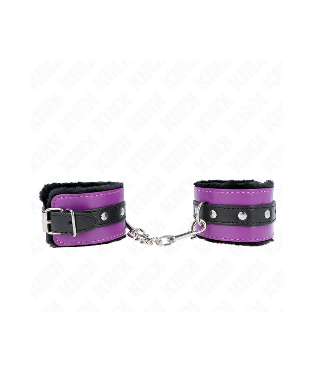 KINK - MUÑEQUERAS FORRADAS PREMIUM NEGRO CON CORREA VIOLETA / NEGRO AJUSTABLE 17-29 CM X 6 CM