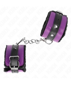 KINK - MUÑEQUERAS FORRADAS PREMIUM NEGRO CON CORREA VIOLETA / NEGRO AJUSTABLE 17-29 CM X 6 CM