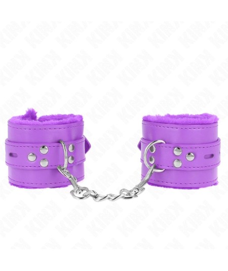 KINK - MUÑEQUERAS FORRADAS CON AGUJEROS CUADRADOS VIOLETA Y CORREA VIOLETA AJUSTABLE 17-29 CM X 6 CM