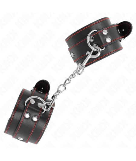 KINK - MUÑEQUERAS NEGRO CON DETALLES EN ROJO AJUSTABLE 20-28 CM X 5.5 CM