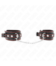 KINK - MUÑEQUERAS PEQUEÑA NEGRO CON DETALLES EN ROJO AJUSTABLE 14-24 CM X 3.5 CM