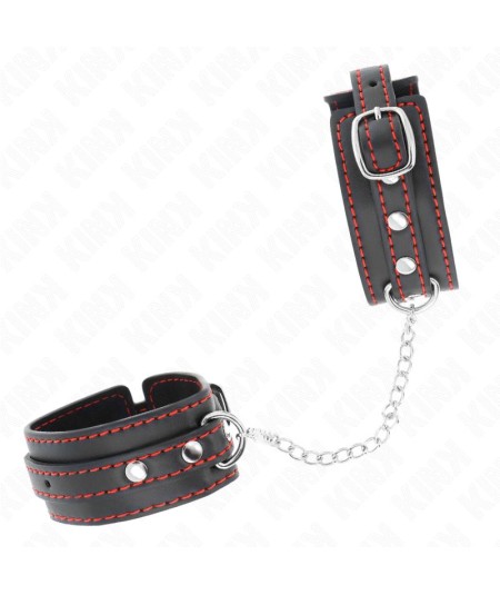 KINK - MUÑEQUERAS PEQUEÑA NEGRO CON DETALLES EN ROJO AJUSTABLE 14-24 CM X 3.5 CM