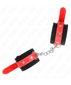 KINK - MUÑEQUERAS DE NYLON NEGRO CON CORREA POLIPIEL ROJO AJUSTABLE 19-24 CM X 5.5 CM