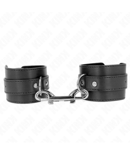 KINK - MUÑEQUERAS SIMPLES CON FILA DE REMACHES Y HEBILLA GRANDE NEGRO AJUSTABLE 17-28 CM X 5 CM