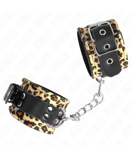 KINK - MUÑEQUERAS DE CUERO ESTILO LEOPARDO AJUSTABLE 18-29 CM X 5.5 CM