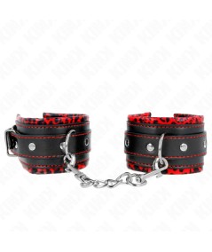 KINK - MUÑEQUERAS FORRADAS ROJO / NEGRO AJUSTABLE 17-29 CM X 6 CM