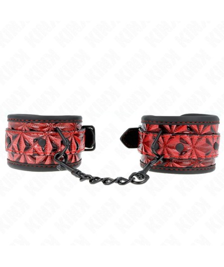 KINK - MUÑEQUERAS CON PATRÓN DE DIAMANTES ROJO OSCURO AJUSTABLE 17-26 CM X 5.5 CM