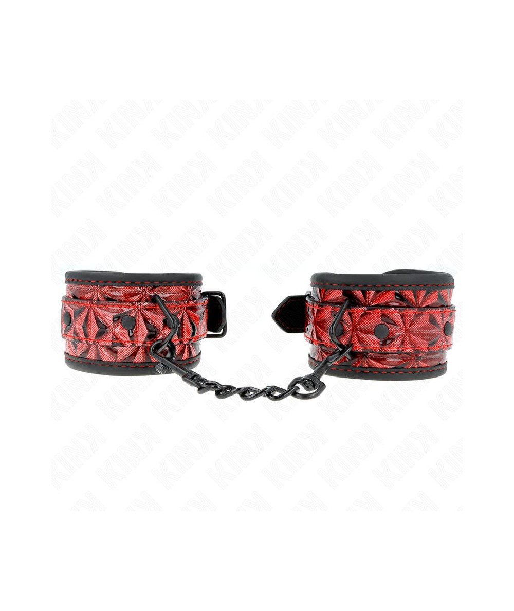 KINK - MUÑEQUERAS CON PATRÓN DE DIAMANTES ROJO OSCURO AJUSTABLE 17-26 CM X 5.5 CM