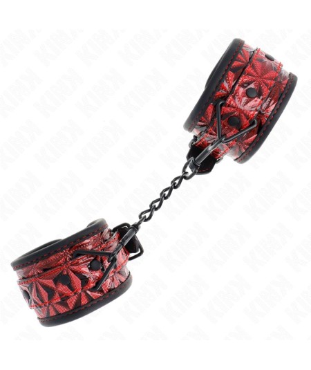 KINK - MUÑEQUERAS CON PATRÓN DE DIAMANTES ROJO OSCURO AJUSTABLE 17-26 CM X 5.5 CM