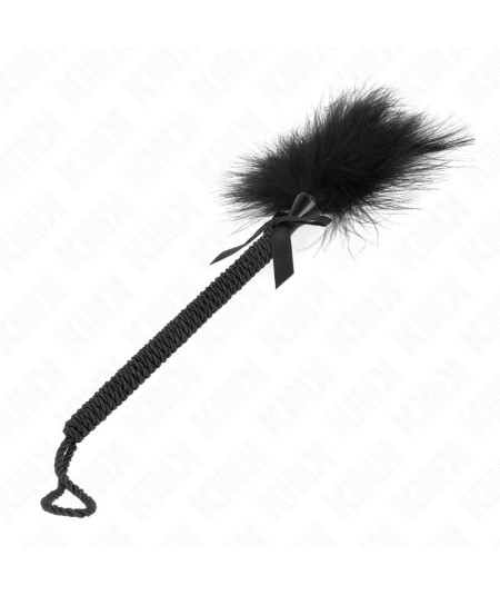 KINK - MASAJEADOR DE CUERDA DE NAILON CON PLUMAS PARA COSQUILLAS Y LAZO NEGRO 25 CM