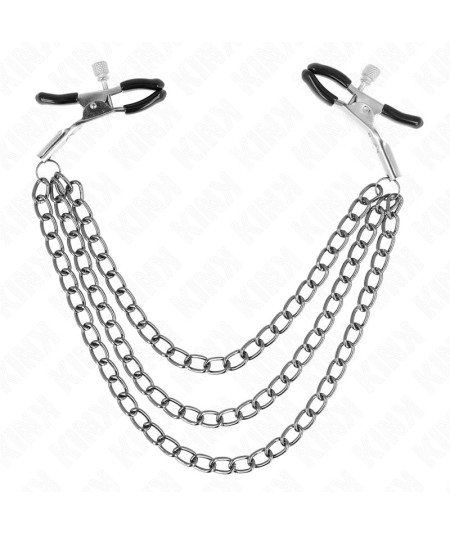 KINK - PINZAS PARA PEZONES CON TRIPLE CADENA NEGRO 20/23/28 CM