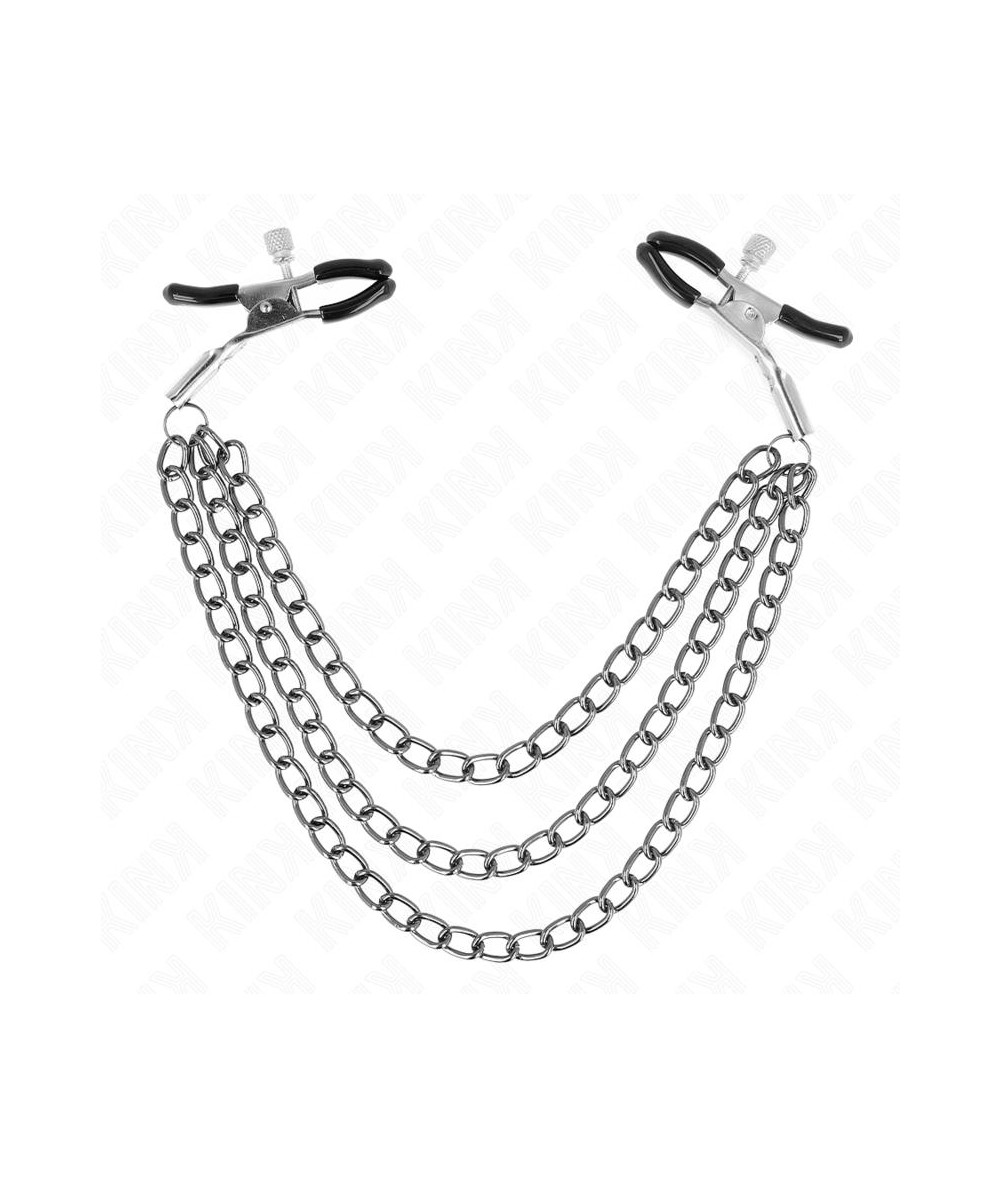 KINK - PINZAS PARA PEZONES CON TRIPLE CADENA NEGRO 20/23/28 CM