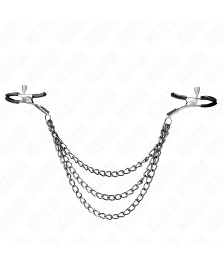 KINK - PINZAS PARA PEZONES CON TRIPLE CADENA NEGRO 20/23/28 CM