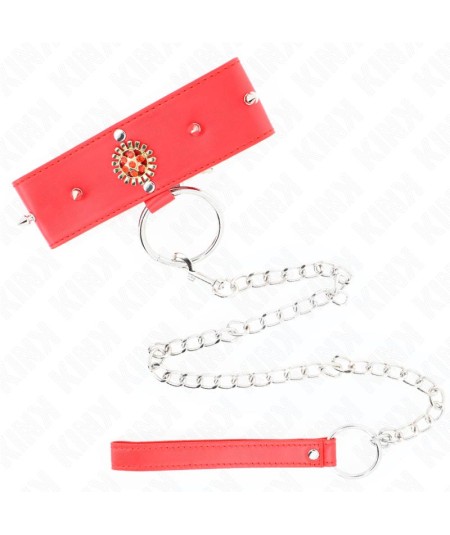 KINK - COLLAR CON CORREA 65 CM CUELLO DE DIAMANTES ROJO AJUSTABLE 35-51 CM X 7 CM