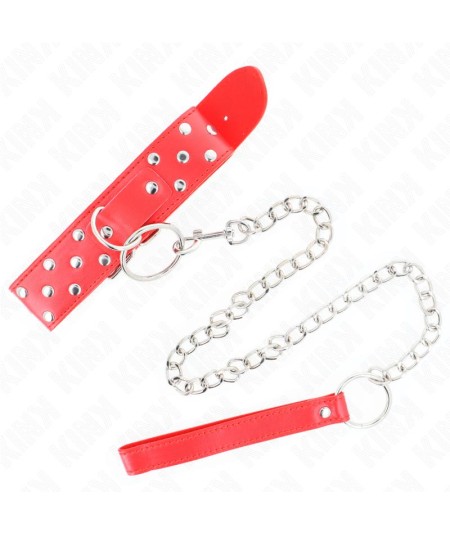 KINK - COLLAR CON CORREA 65 CM REMACHE ANILLA ROJO AJUSTABLE 36-50 CM X 3.8 CM