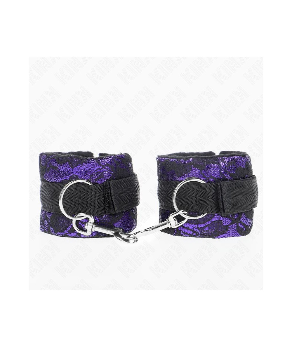 KINK - MUÑEQUERAS CORTAS DE ENCAJE TERCIOPELO Y UNIÓN DE NYLON VIOLETA/NEGRO 23 X 6.5 CM