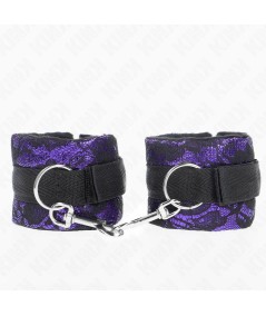 KINK - MUÑEQUERAS CORTAS DE ENCAJE TERCIOPELO Y UNIÓN DE NYLON VIOLETA/NEGRO 23 X 6.5 CM