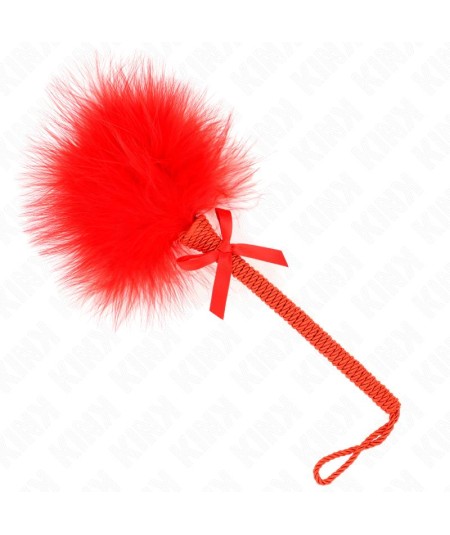 KINK - MASAJEADOR DE CUERDA DE NAILON CON PLUMAS PARA COSQUILLAS Y LAZO ROJO 25 CM