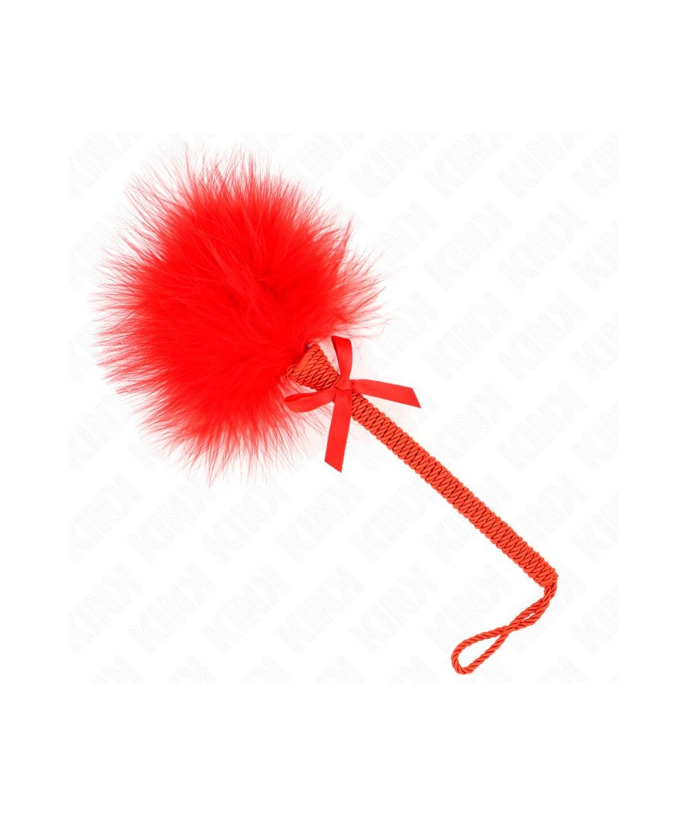 KINK - MASAJEADOR DE CUERDA DE NAILON CON PLUMAS PARA COSQUILLAS Y LAZO ROJO 25 CM