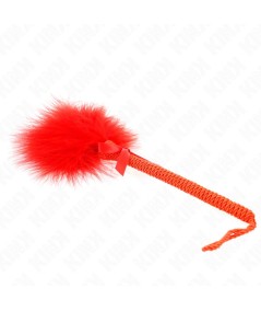 KINK - MASAJEADOR DE CUERDA DE NAILON CON PLUMAS PARA COSQUILLAS Y LAZO ROJO 25 CM