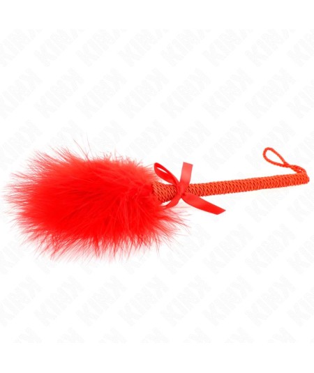 KINK - MASAJEADOR DE CUERDA DE NAILON CON PLUMAS PARA COSQUILLAS Y LAZO ROJO 25 CM