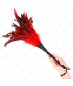 KINK - PLUMAS DE POLLO PARA COSQUILLAS CON FORMA CUERNO DE CRIADA ROJO 36 CM