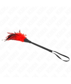 KINK - PLUMAS DE POLLO PARA COSQUILLAS CON FORMA CUERNO DE CRIADA ROJO 36 CM