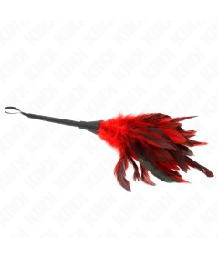 KINK - PLUMAS DE POLLO PARA COSQUILLAS CON FORMA CUERNO DE CRIADA ROJO 36 CM