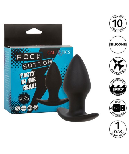 CALEXOTICS - ROCK BOTTOM PERFECT PLUG ANAL 10 VIBRACIONES SILICONA NEGRO