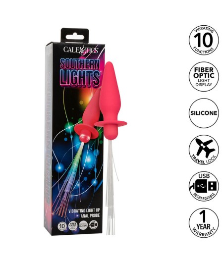 CALEXOTICS - SOUTHERN LIGHTS LIGHT UP PLUG ANAL CON LUCES 10 VIBRACIONES SILICONA ROSA