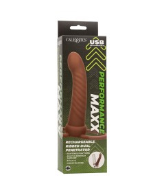 CALEXOTICS - MAXX DOBLE PENETRADOR ACANALADO 10 VIBRACIONES MULATO