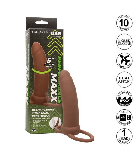 CALEXOTICS - MAXX DOBLE PENETRADOR GRUESO 10 VIBRACIONES MULATO